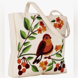 NEW Bird Aesthetic Embroidery Tote Bag